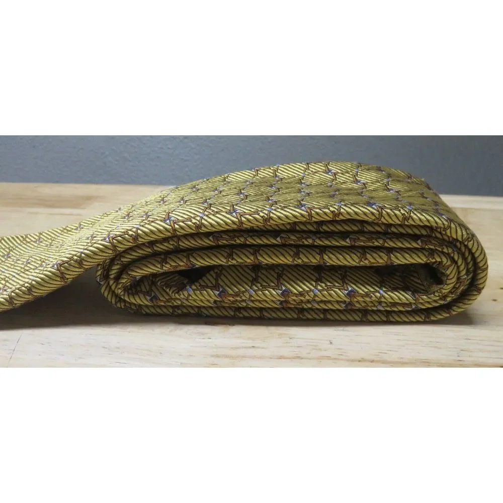 ROBERT TALBOTT SEVEN FOLD Silk Luxury Necktie Gold Yellow Geometric 5/40 Limited